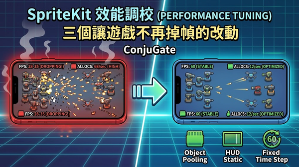 SpriteKit 效能調校：三個讓遊戲不再掉幀的改動